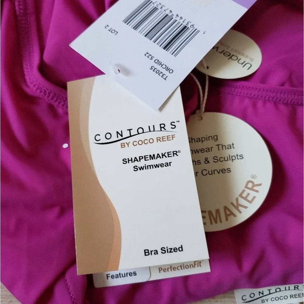 Coco Reef Contours Solitaire V-neck Bra Sized One-Piece Swimsuit in Orchid - Picture 15 of 16